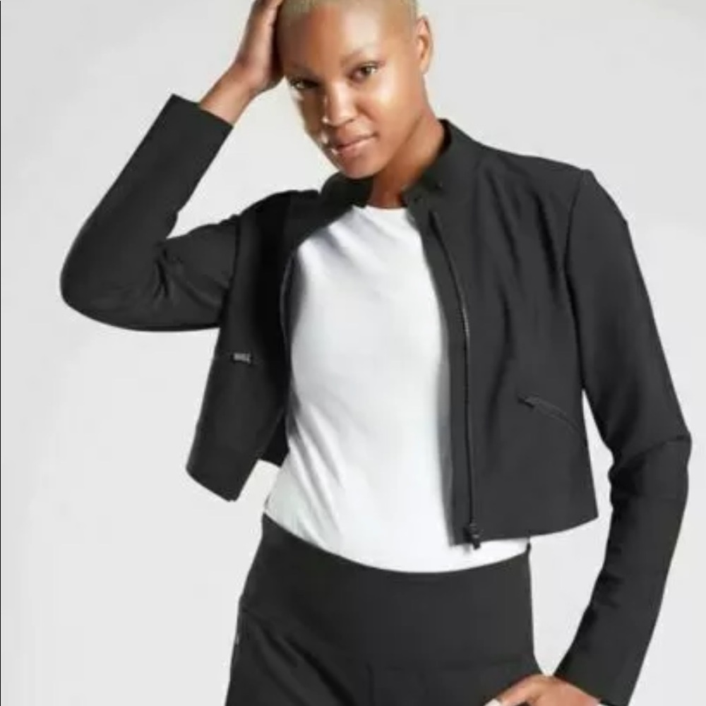 New! Athleta Lunar Moto Jacket Black Size 4 #511420